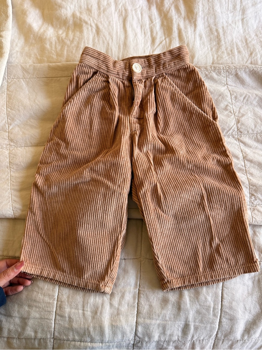 Rudy Jude Tan Corduroy Wide-Leg Kids Bottoms